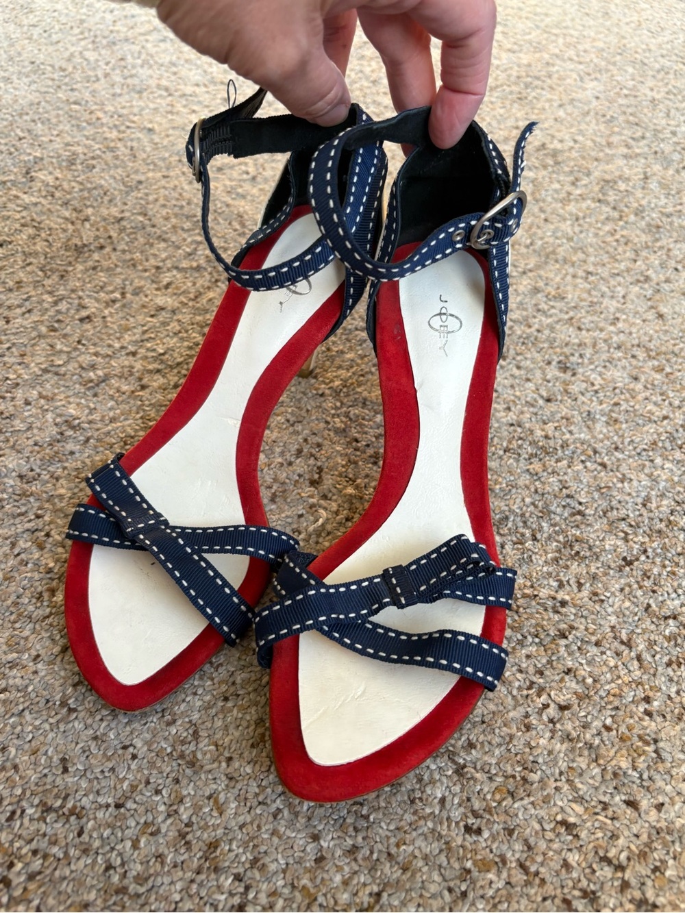 Joey O White Navy & Red Strappy Women’s Heels size 7